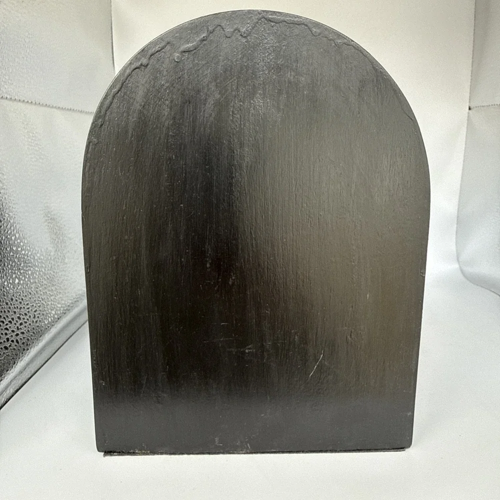 Black Bauhaus Beast Bookends‎ Art Deco Black Wood and Chrome Elephants